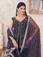 Divine Black Color Georgette Fabric Sharara Suit