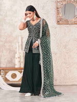 Divine Green Color Georgette Fabric Sharara Suit