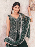 Divine Green Color Georgette Fabric Sharara Suit