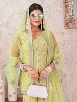 Divine Green Color Georgette Fabric Sharara Suit