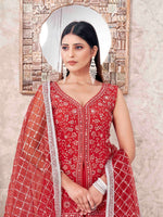 Divine Red Color Georgette Fabric Sharara Suit