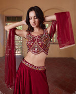 Lovely Maroon Color Rangoli Fabric Party Wear Lehenga