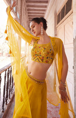 Lovely Yellow Color Georgette Fabric Sharara Suit
