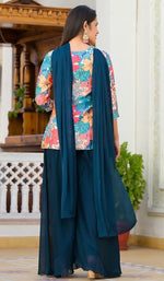 Angelic Turquoise Color Satin Fabric Plazzo Suit