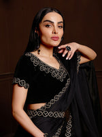 Grand Black Color Chiffon Fabric Casual Saree