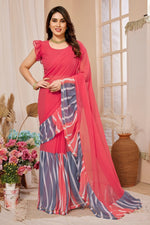 Grand Pink Color Georgette Fabric Casual Saree