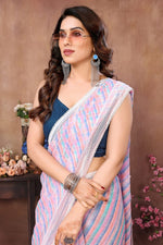 Grand Teal Color Georgette Fabric Casual Saree