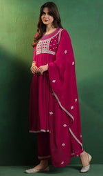 Angelic Pink Color Georgette Fabric Designer Suit