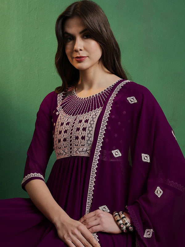 Angelic Purple Color Georgette Fabric Designer Suit