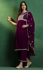 Angelic Purple Color Georgette Fabric Designer Suit