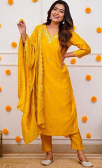 Angelic Mustard Color Georgette Fabric Designer Suit