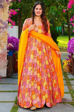 Striking Mustard Color Rayon Fabric Gown