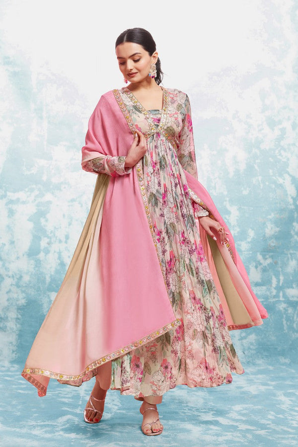 Striking Pink Color Georgette Fabric Gown