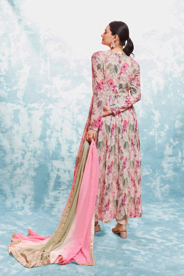 Striking Pink Color Georgette Fabric Gown