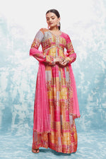 Striking Multi Color Muslin Fabric Gown