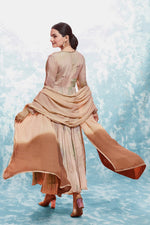 Striking Brown Color Chinon  Fabric Gown