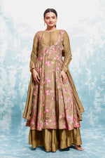 Striking Brown Color Muslin Fabric Gown