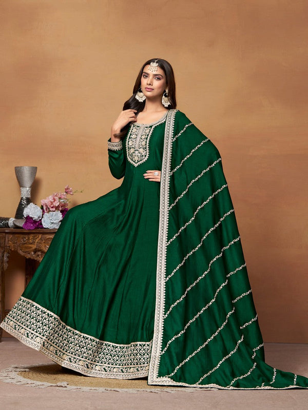 Tasteful Green Color Art Silk Fabric Partywear Suit