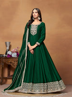 Tasteful Green Color Art Silk Fabric Partywear Suit