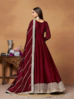 Tasteful Maroon Color Art Silk Fabric Partywear Suit