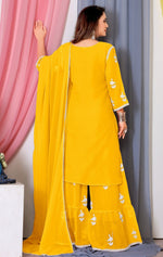 Tasteful Yellow Color Georgette Fabric Sharara Suit