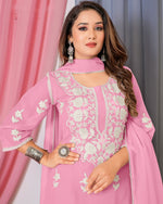 Tasteful Pink Color Georgette Fabric Sharara Suit