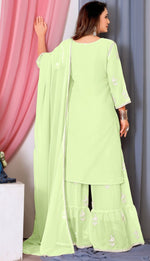 Tasteful Green Color Georgette Fabric Sharara Suit