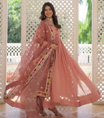 Striking Peach Color Georgette Fabric Gown