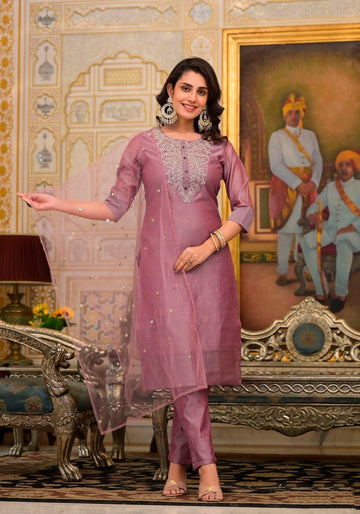 Divine Pink Color Cotton  Fabric Casual Suit