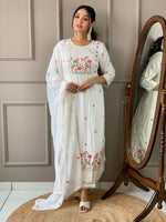 Divine White Color Viscose Fabric Designer Suit