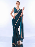 Grand Teal  Color Burberry Fabric Casual Saree