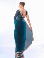 Grand Teal  Color Burberry Fabric Casual Saree