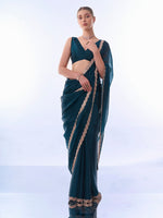 Grand Teal  Color Burberry Fabric Casual Saree