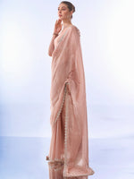 Grand Peach Color Burberry Fabric Casual Saree