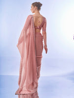 Grand Pink Color Burberry Fabric Casual Saree