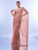 Grand Pink Color Burberry Fabric Casual Saree