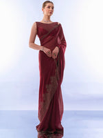 Grand Maroon Color Burberry Fabric Casual Saree