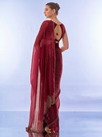 Grand Maroon Color Burberry Fabric Casual Saree