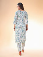 Lovely White Color Cotton Fabric Casual Kurti With Bottom