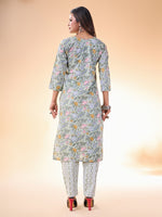 Lovely Grey Color Cotton Fabric Casual Kurti With Bottom