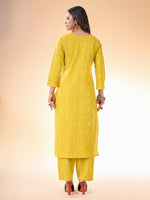 Lovely Yellow Color Cotton Fabric Casual Kurti With Bottom