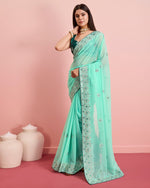 Beauteous Green Color Georgette Fabric Partywear Saree