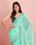 Beauteous Green Color Georgette Fabric Partywear Saree