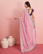 Beauteous Purple Color Georgette Fabric Partywear Saree