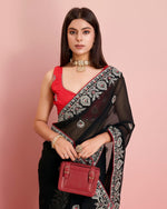 Beauteous Black Color Georgette Fabric Partywear Saree