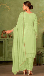 Tasteful Green Color Georgette Fabric Partywear Suit