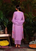 Tasteful Purple Color Organza Fabric Designer Suit