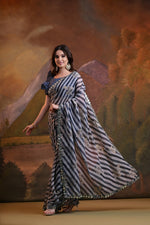 Grand Black Color Georgette Fabric Casual Saree