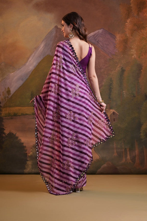 Grand Wine Color Georgette Fabric Casual Saree