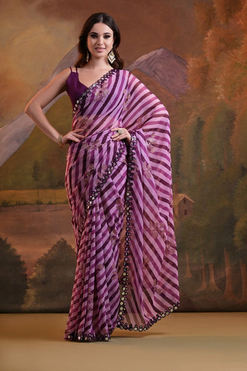 Grand Wine Color Georgette Fabric Casual Saree